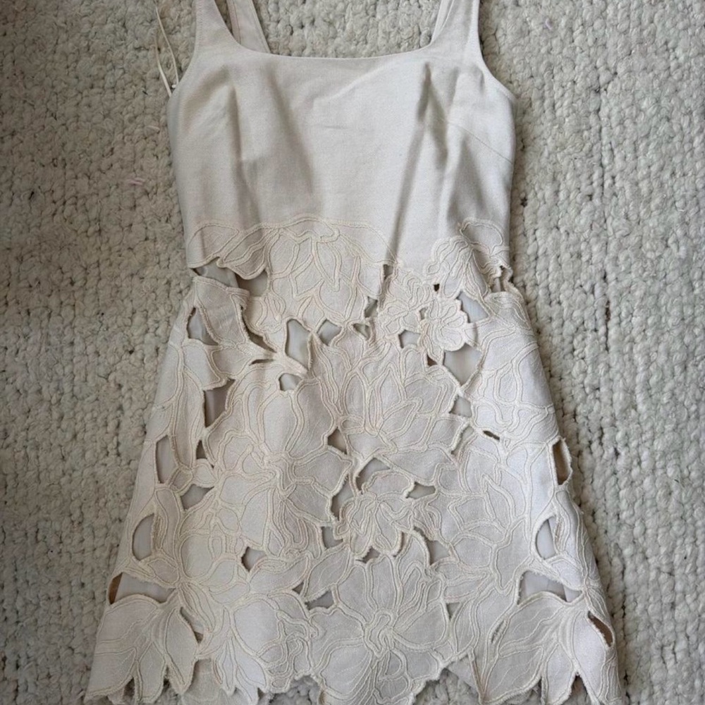 Simkhai Sleeveless Cream Lace Applique Mini Dress - Picture 1 of 3